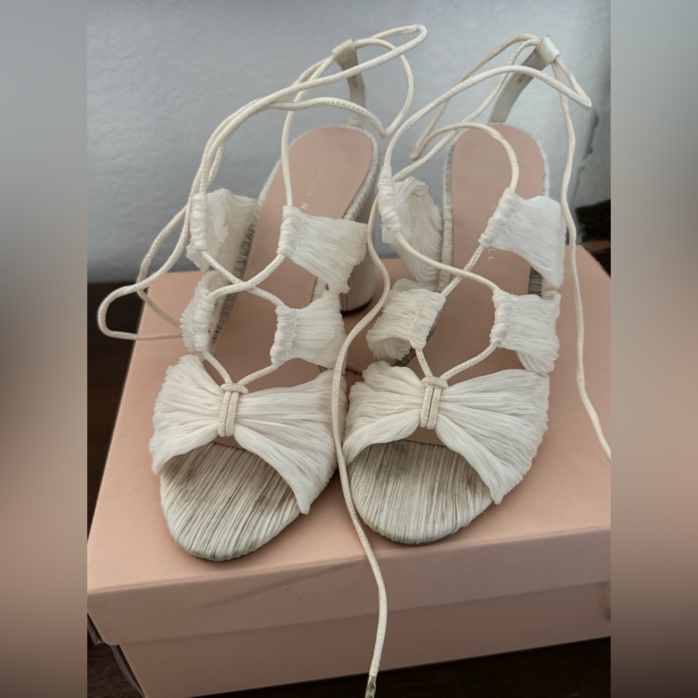 Loeffler Randall Teresa Pearl Pleated Lace-Up Sandal